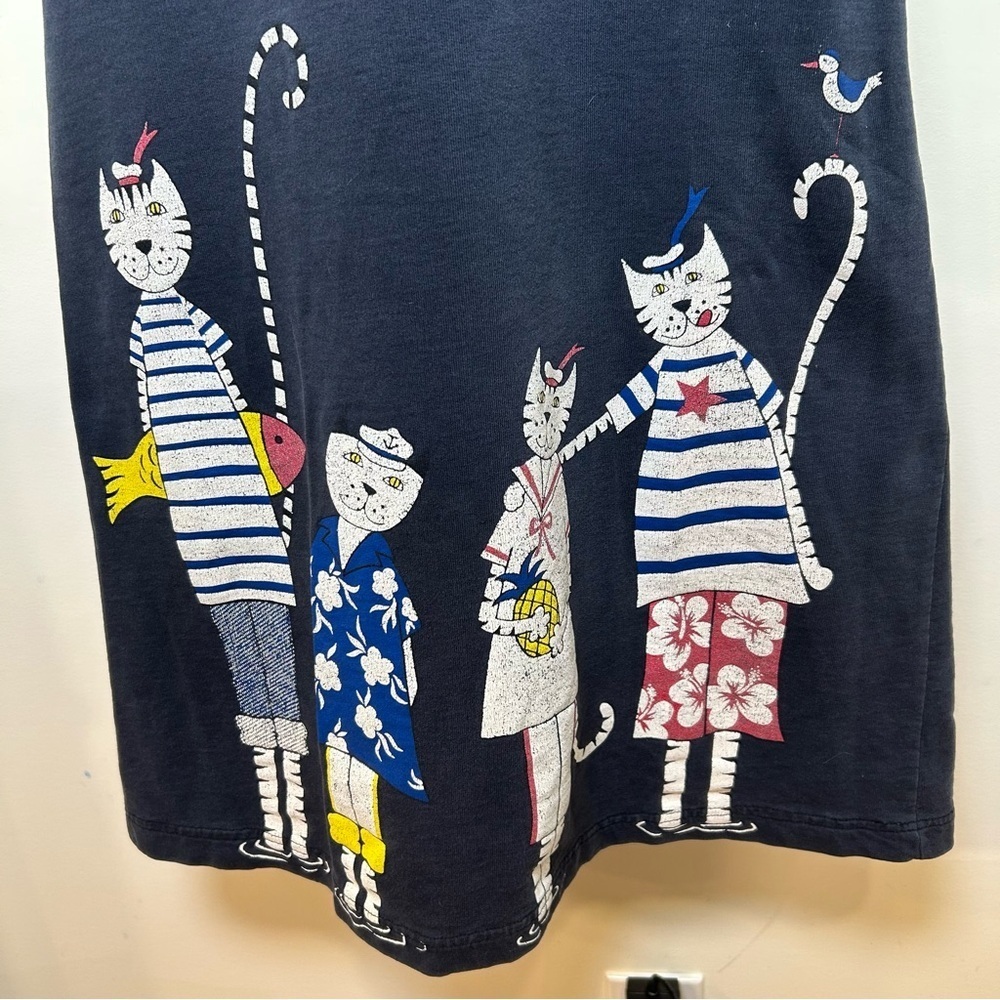 Cite vintage 90s sailor cat sweatshirt midi dress size small seaside USA July 4 - Picture 4 of 9